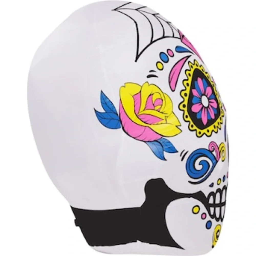 Colorful Sugar Skull Inflatable Haunted Hill Farm 6-ft Lighted Skull Inflatable